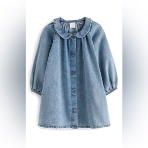 NEXT Kids' Long Sleeve Denim Shirtdress in Blue